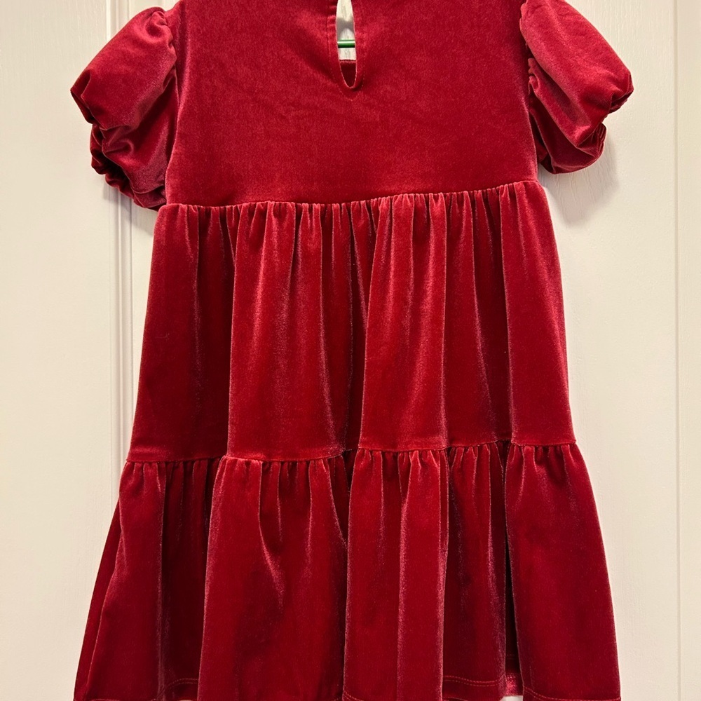 🎀 GAP Red Velvet Puff Sleeve Dress - Picture 2 of 2